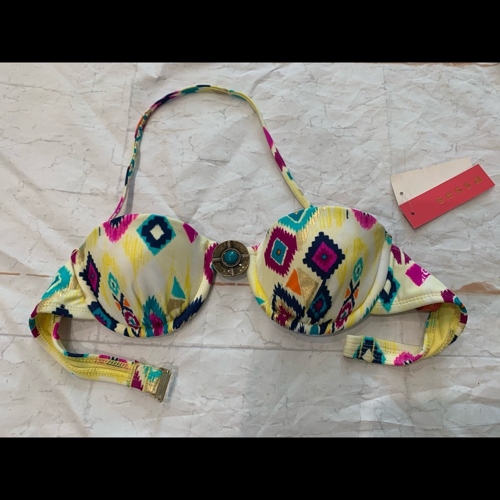 SESSA Abstract Tribal push up bikini top Sz XS NWT